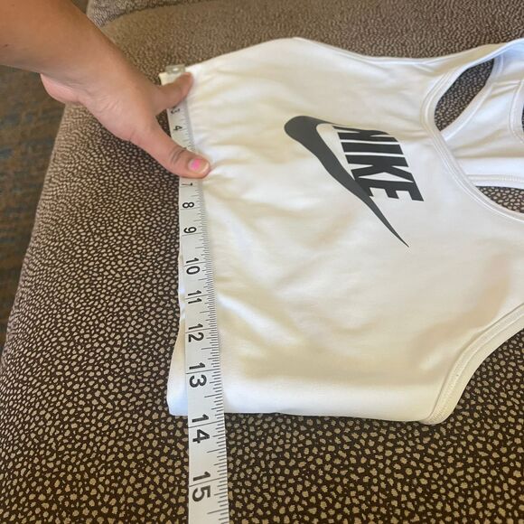 Nike Women's Logo Dri Fit White Gym Non Padded Sports Bra Size L - Picture 4 of 6